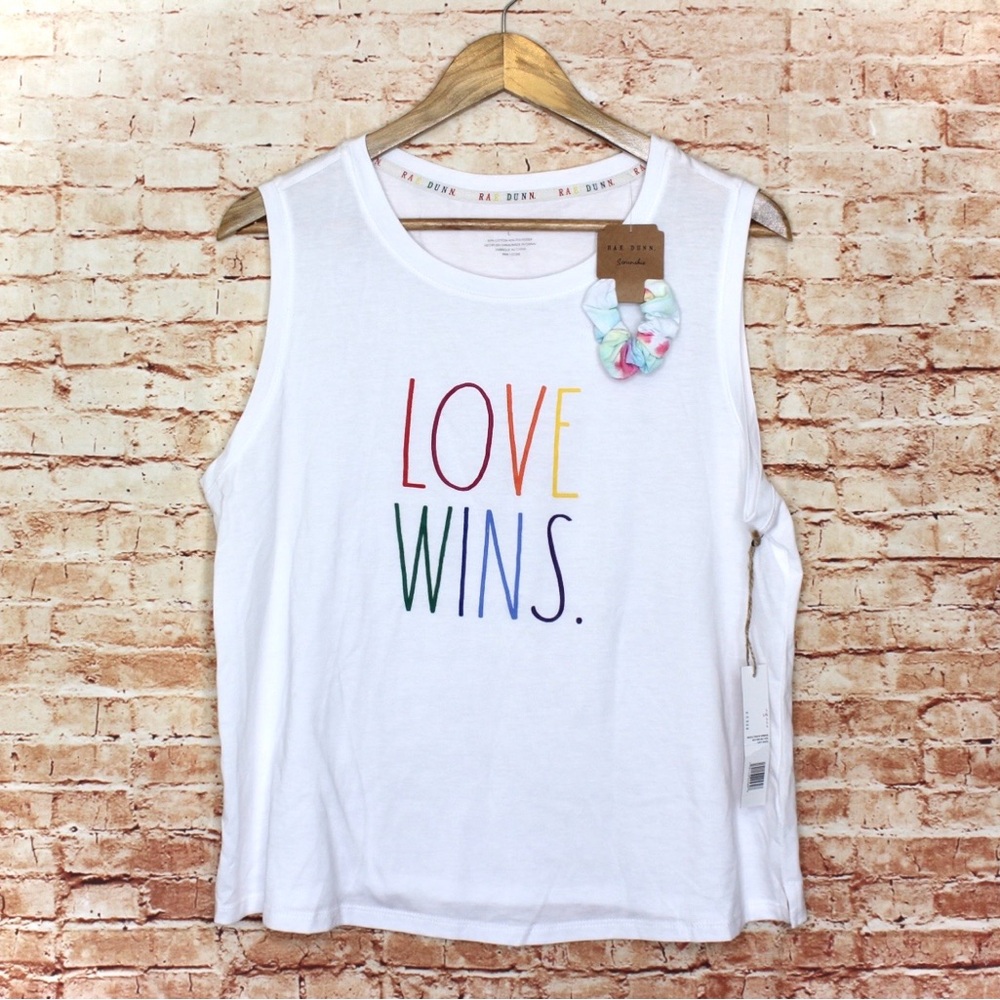 Rae Dunn | Love Wins Rainbow Tank with Tye Die Scrunchie